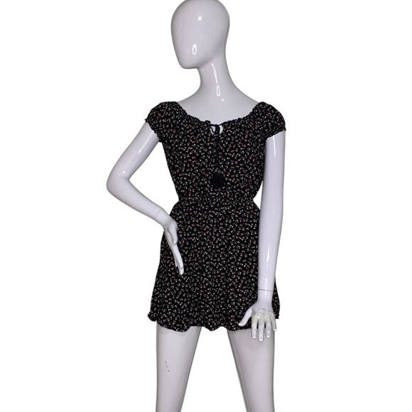 Forever 21 Mini Dress Short Sleeve Black Multicolor Floral Print Size S - Picture 1 of 8